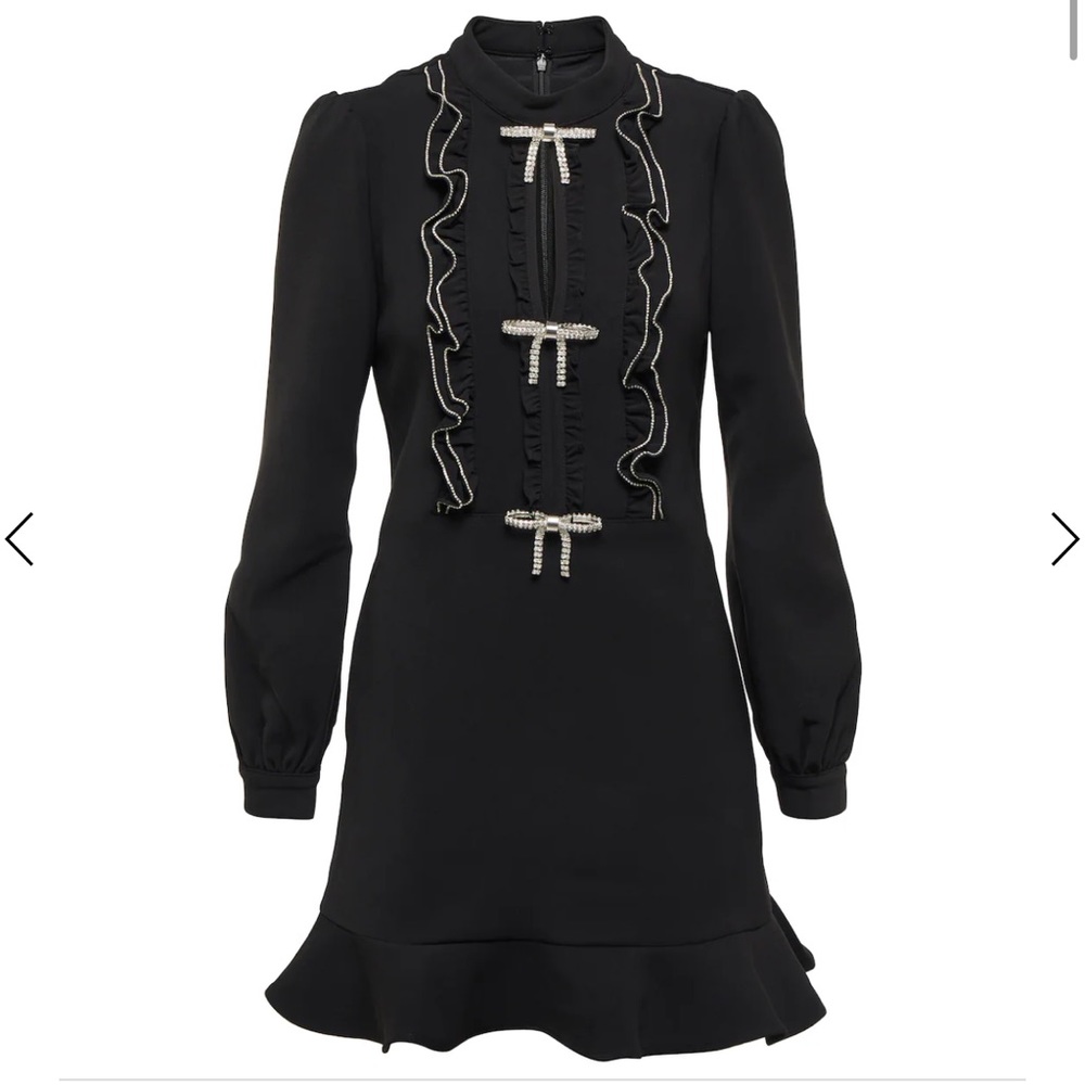 Self Portrait Embellished bow-trimmed minidress